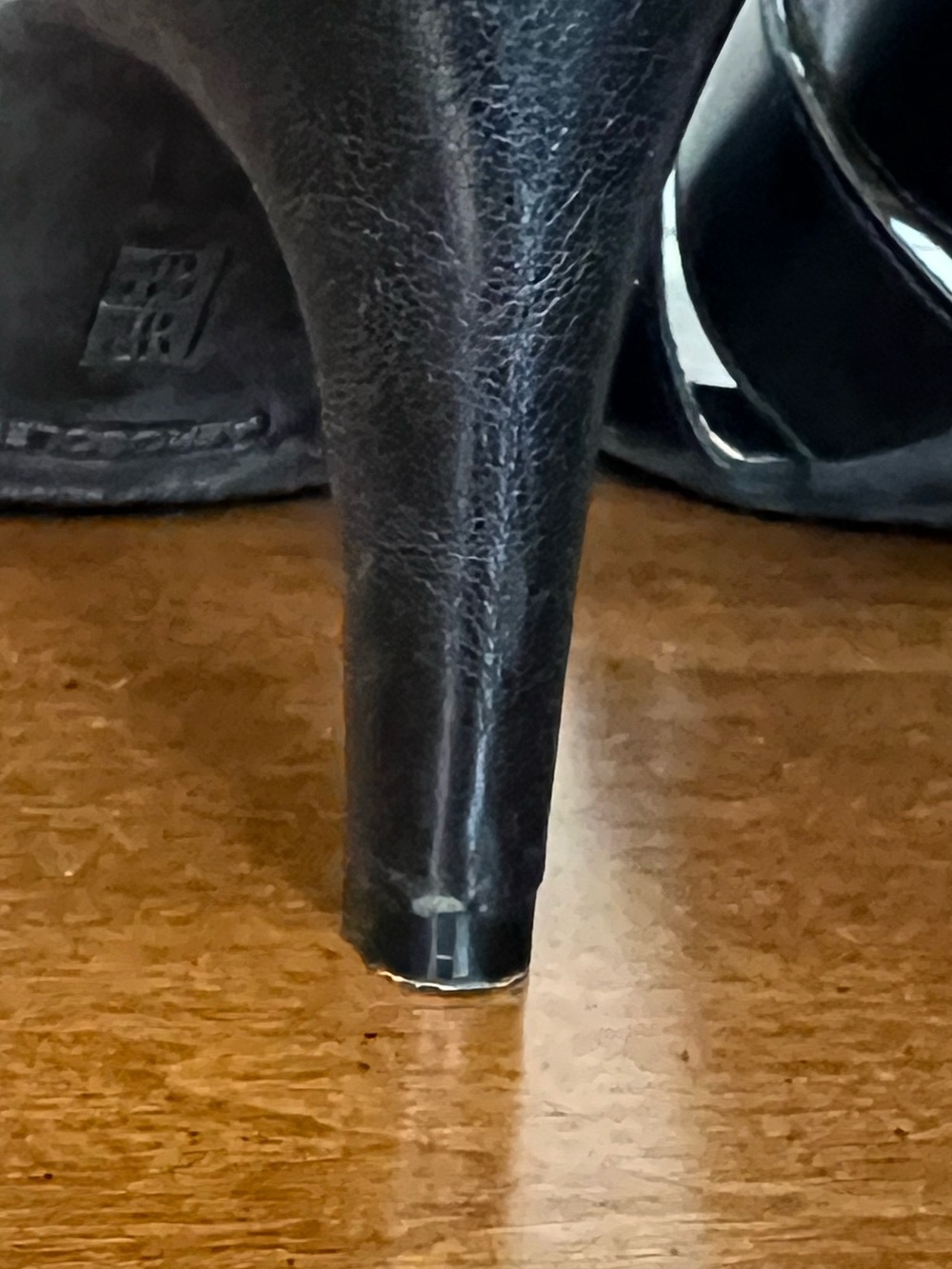 Black Leather Peep Toe Zip Front Shooties Heeled Ankle Booties Cutout Size 8.5 - Picture 8 of 12